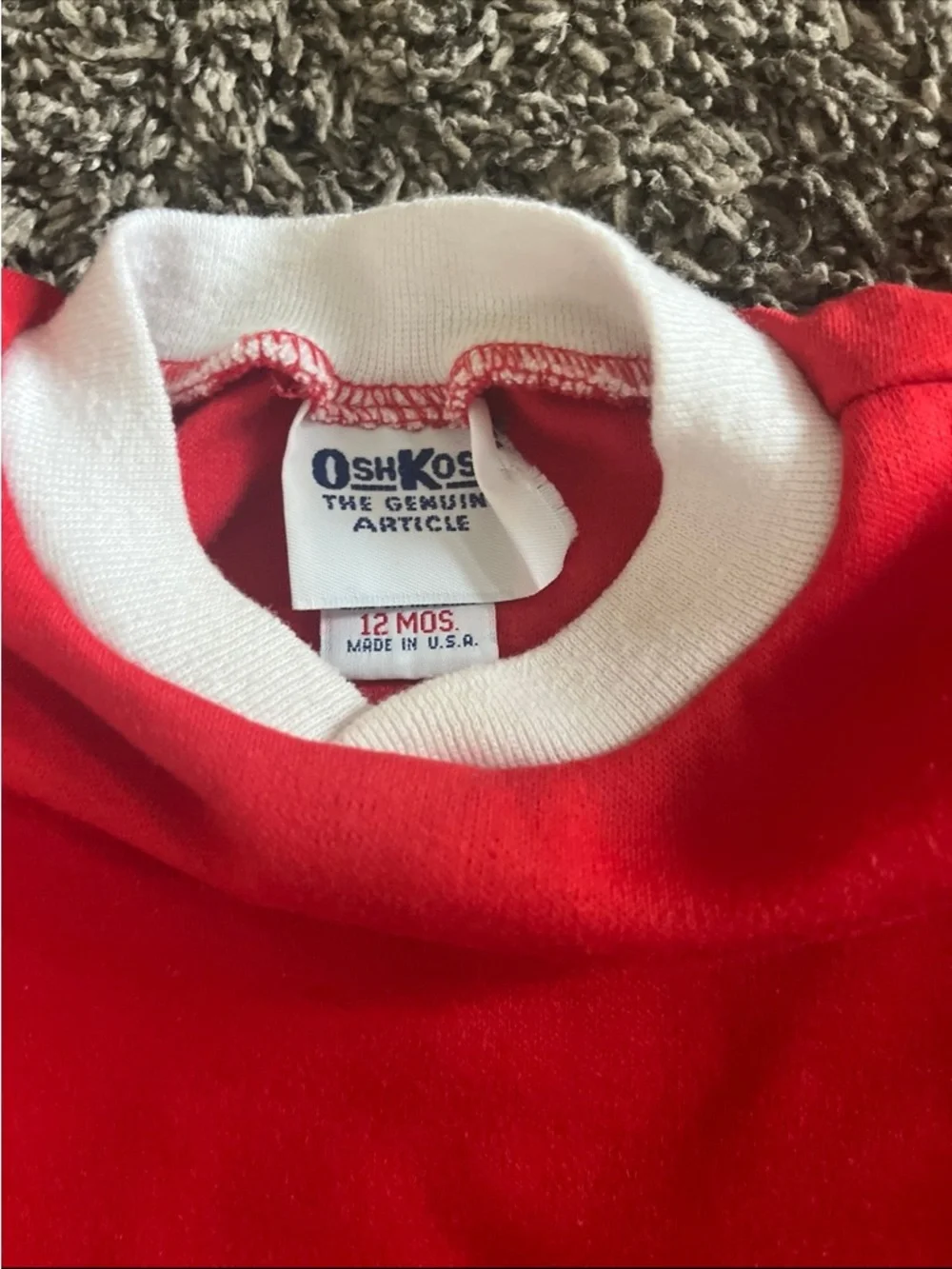 Vintage OshKosh B'gosh Red Ringer Tee Sailing Embroidered 12M
